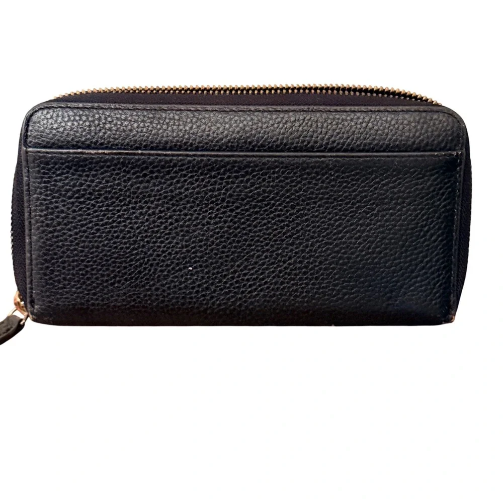 Lodis Audrey Black Pebbled Leather Zip‎ Around Wallet Organizer RFID Minimalist